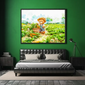 Poster: Teddy Bear Carrying a Basket of Carrots