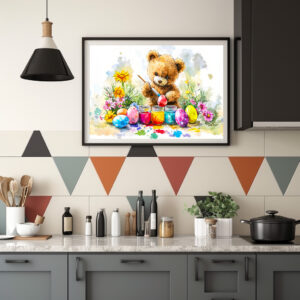 Poster: Teddy Bear Painting Easter Eggs
