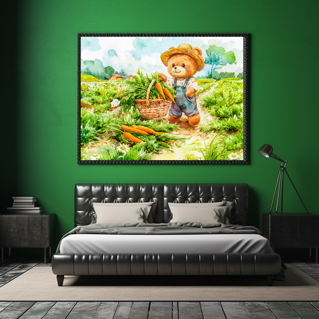 Poster: Teddy Bear Harvesting Carrots in a Field – Bild 2
