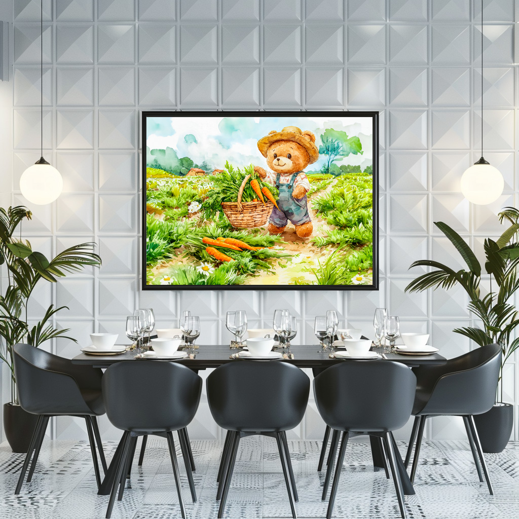Poster: Teddy Bear Harvesting Carrots in a Field – Bild 3