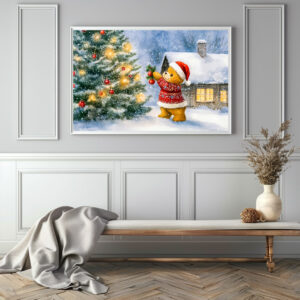 Poster: Teddy Bear Decorating a Christmas Tree