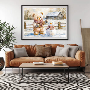 Poster: Teddy Bear Building a Snowman