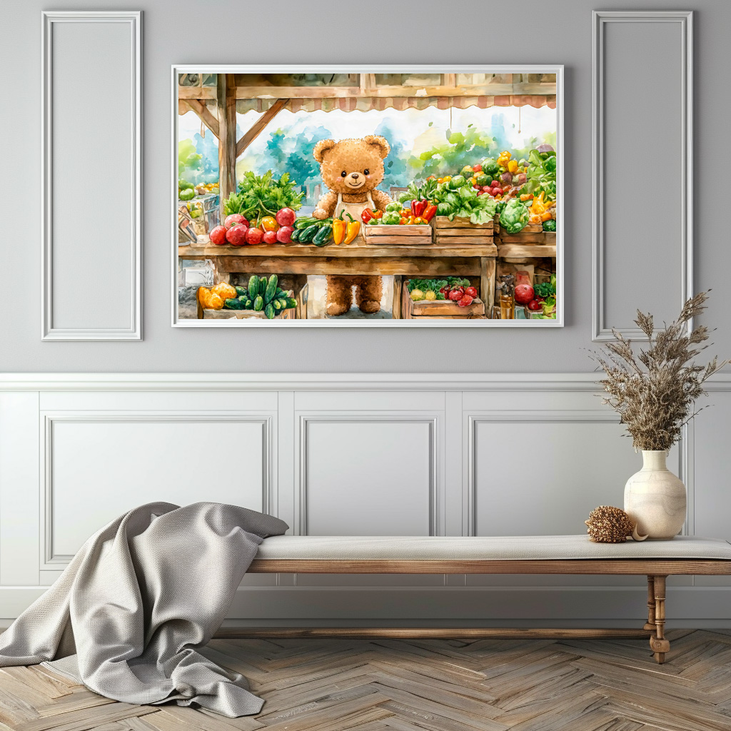 Poster: Teddy Bear Selling Fruit at Farmers Market – Bild 2