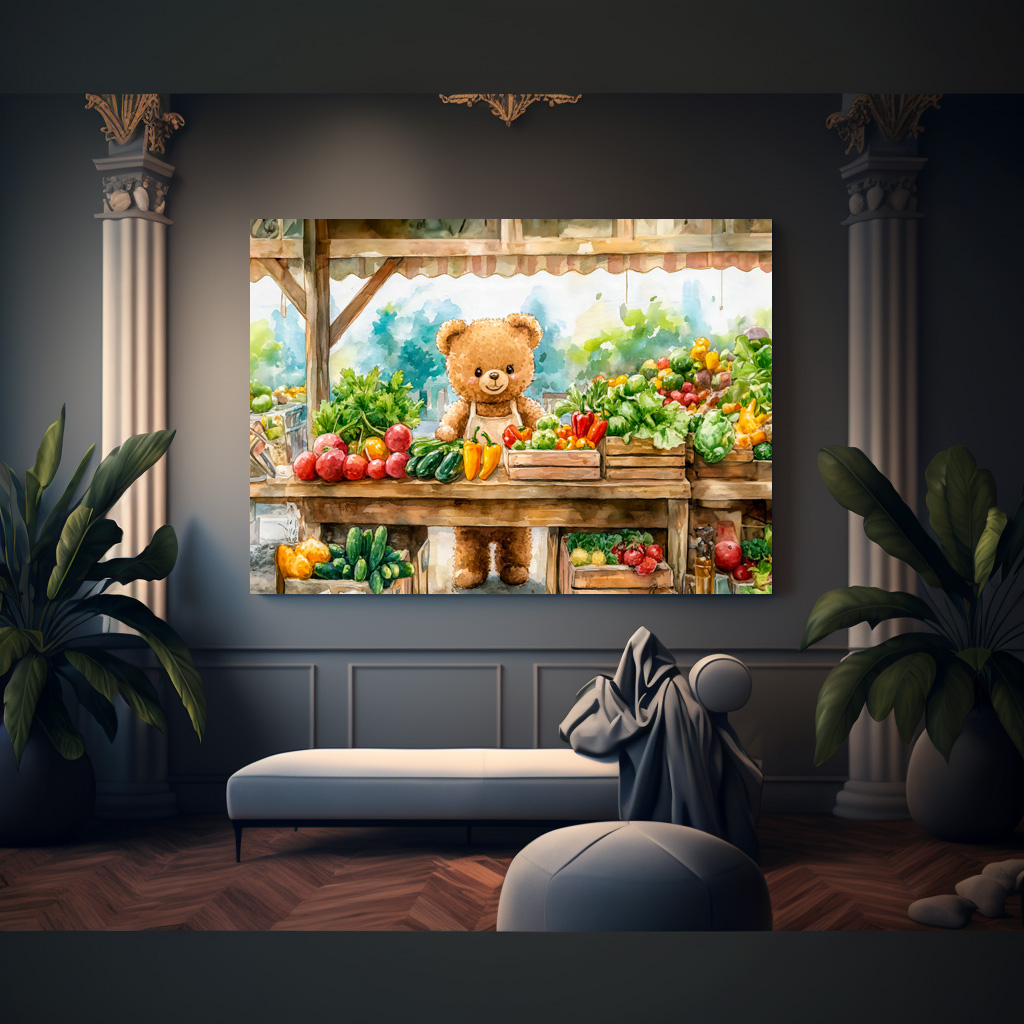 Poster: Teddy Bear Selling Fruit at Farmers Market – Bild 3
