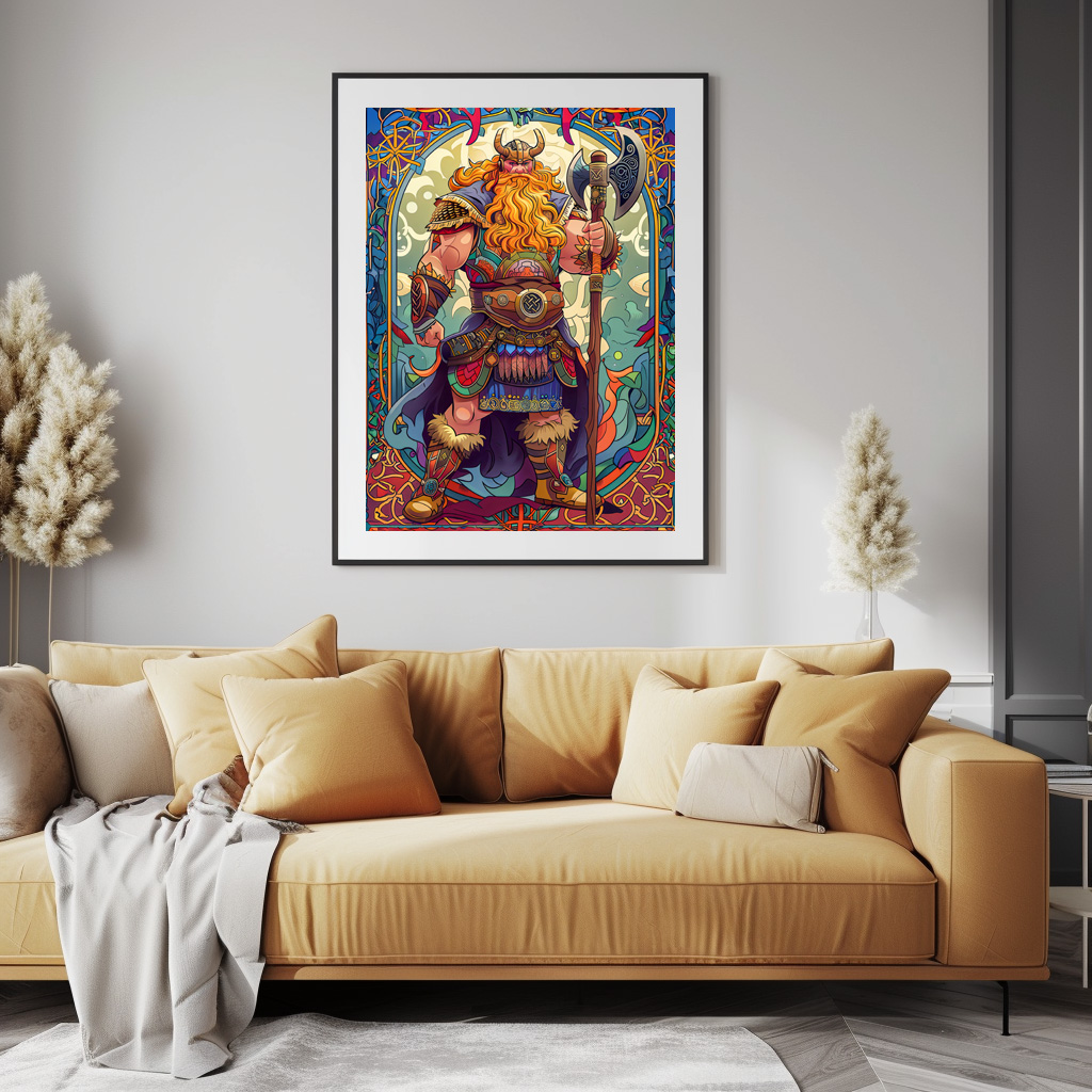 Poster: Viking Illustration Of Shieldmaiden Vow Beneath Thunderous Gray Skies – Bild 3