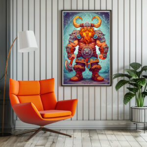 Poster: Viking Illustration Of Haunted Longship Sailing Through Misty Fjord