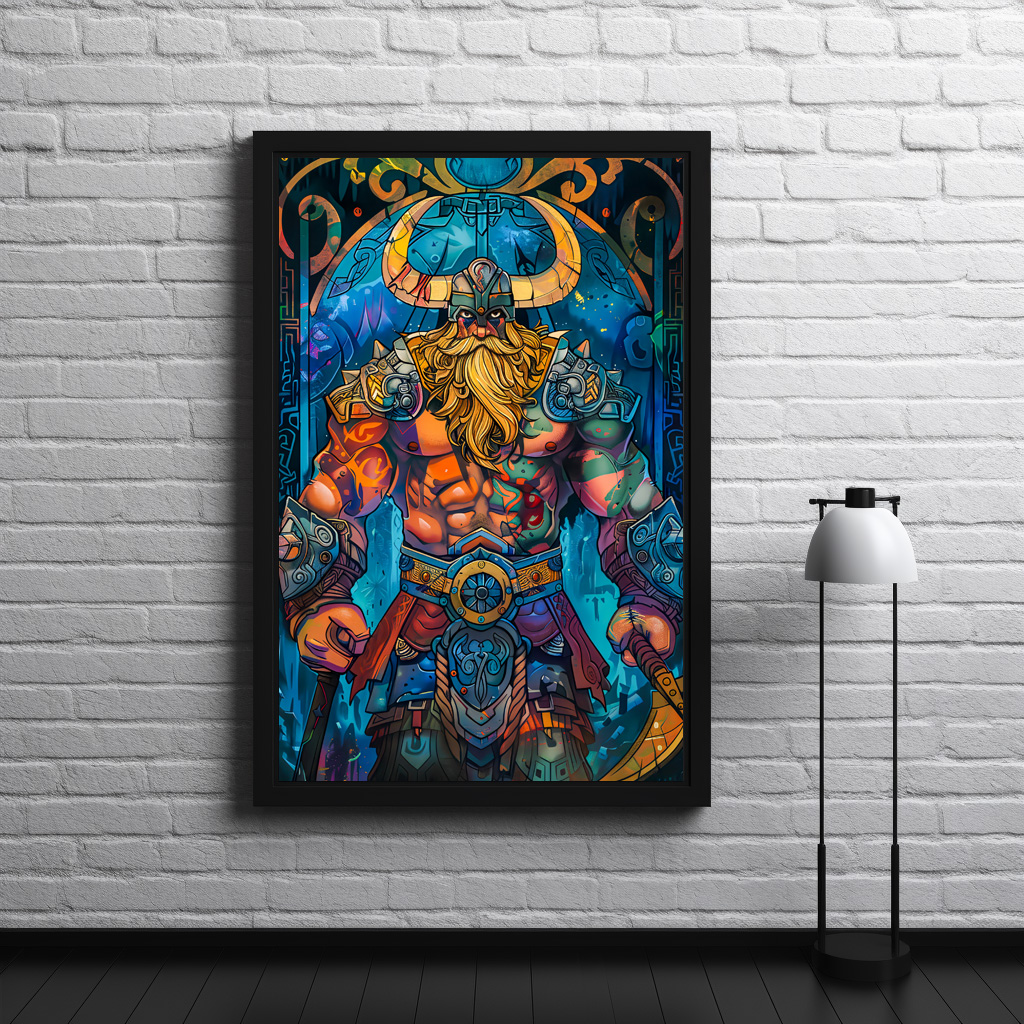 Poster: Viking Illustration Of Frostborn King Rising From Icebound Throne