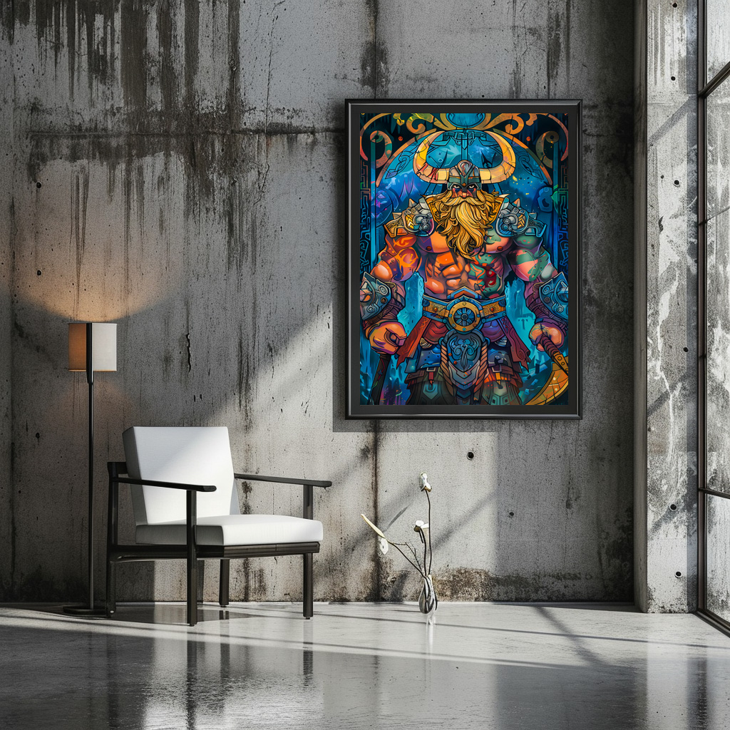Poster: Viking Illustration Of Frostborn King Rising From Icebound Throne - immagine 2