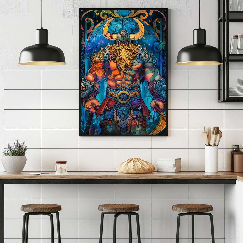Poster: Viking Illustration Of Frostborn King Rising From Icebound Throne - immagine 3