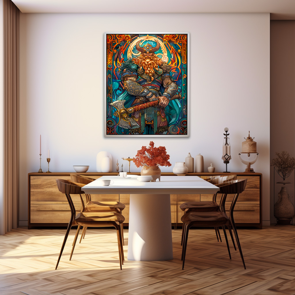 Poster: Viking Illustration Of Nine Worlds Saga Through Cosmic Yggdrasil Realms - immagine 3