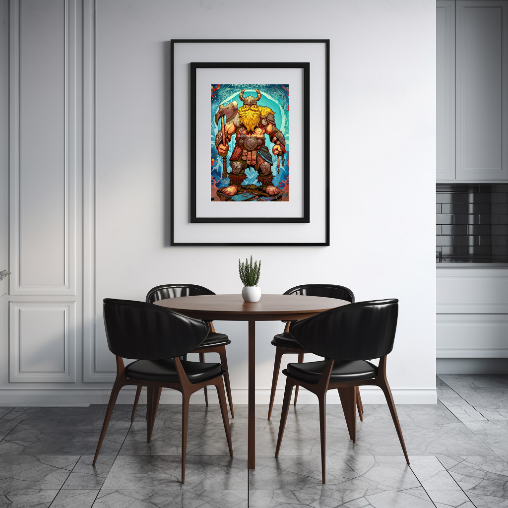 Poster: Viking Illustration Of Duel Between Brothers In Fiery Arena – Image 2