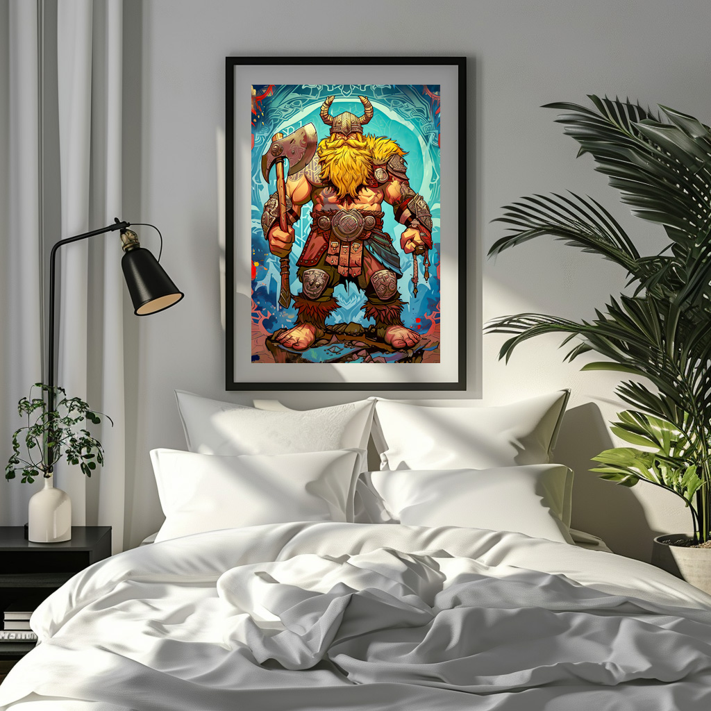 Poster: Viking Illustration Of Duel Between Brothers In Fiery Arena – Image 3