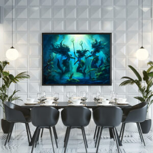 Poster: Three Sea Nymphs Holding Staffs Fantasy Painting
