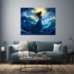 Poster: Siren Emerging from Glowing Sea Fantasy Painting