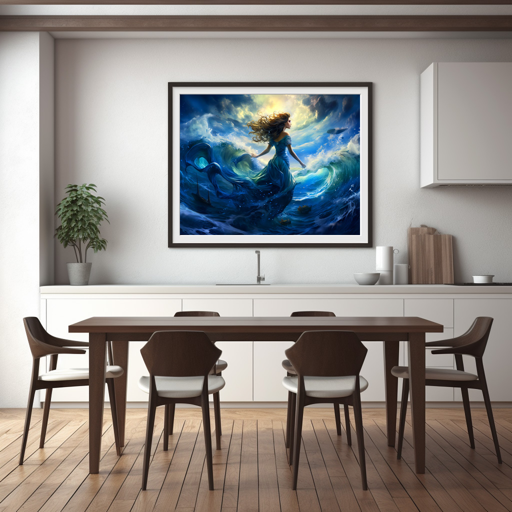 Poster: Siren Emerging from Glowing Sea Fantasy Painting - Imagen 2