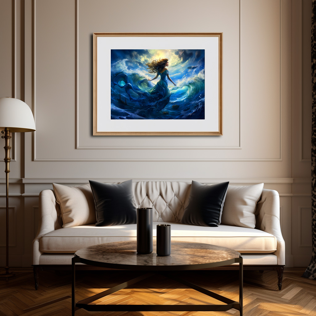 Poster: Siren Emerging from Glowing Sea Fantasy Painting - Imagen 3