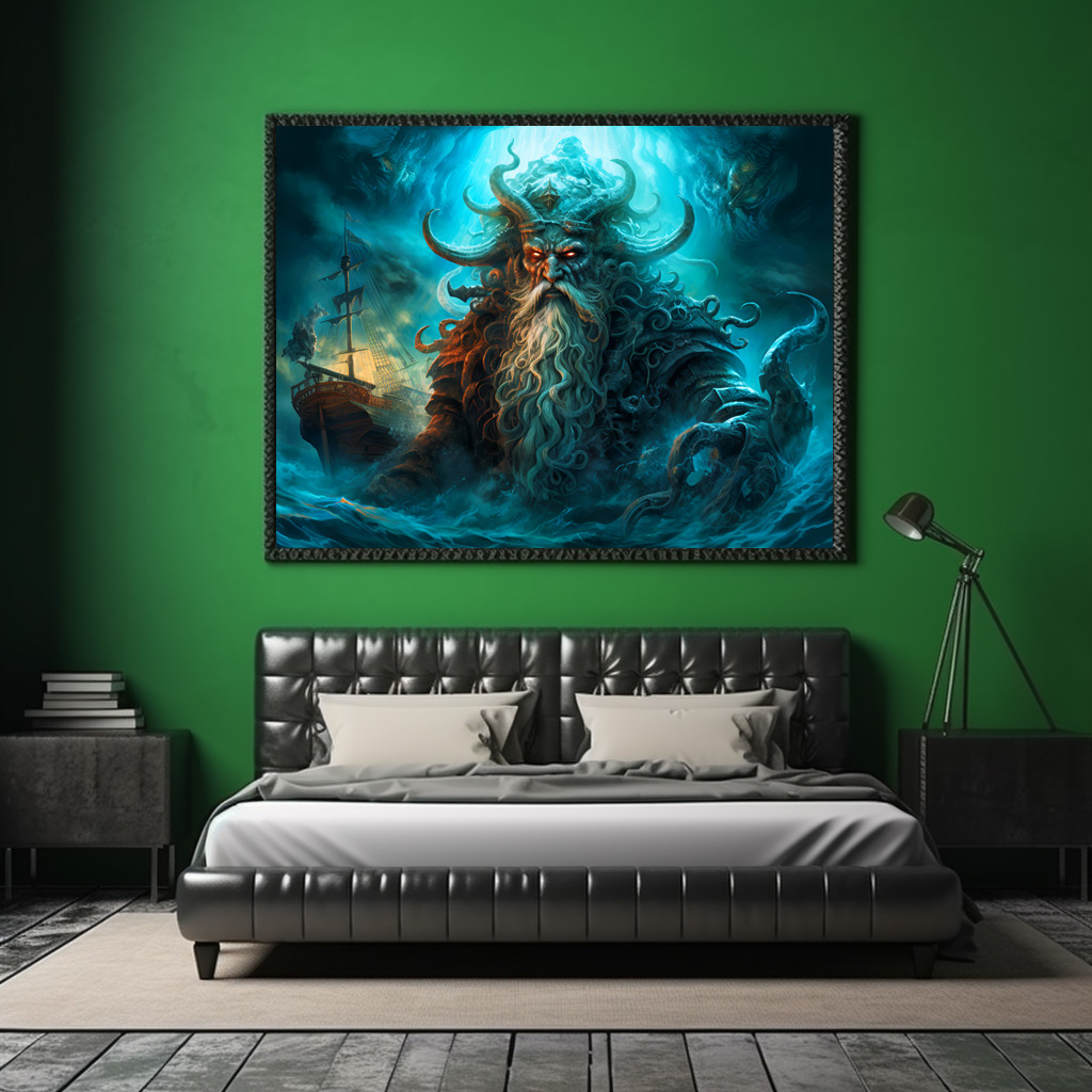 Poster: Sea God Rising from Ocean Fantasy Painting – Image 2