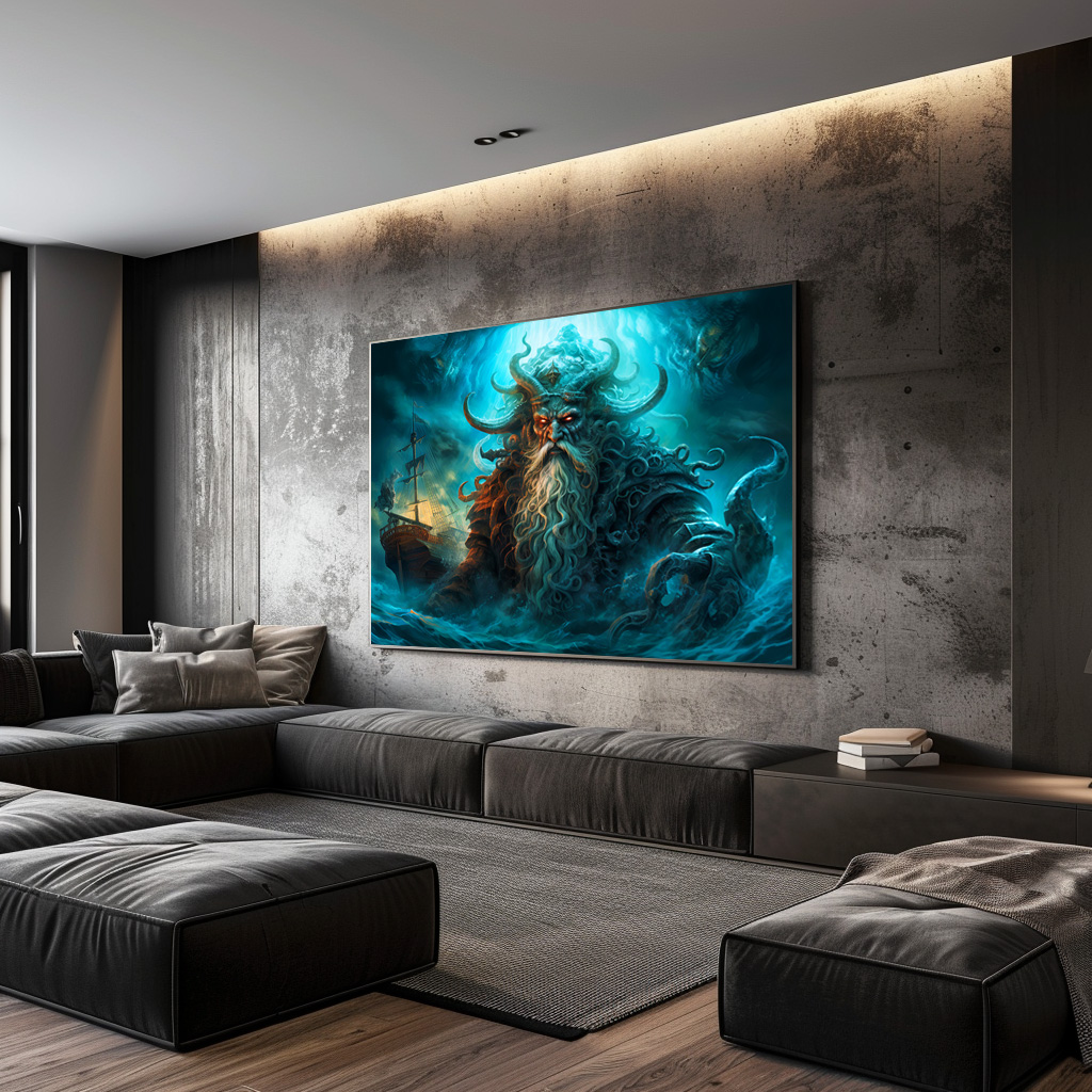 Poster: Sea God Rising from Ocean Fantasy Painting – Image 3