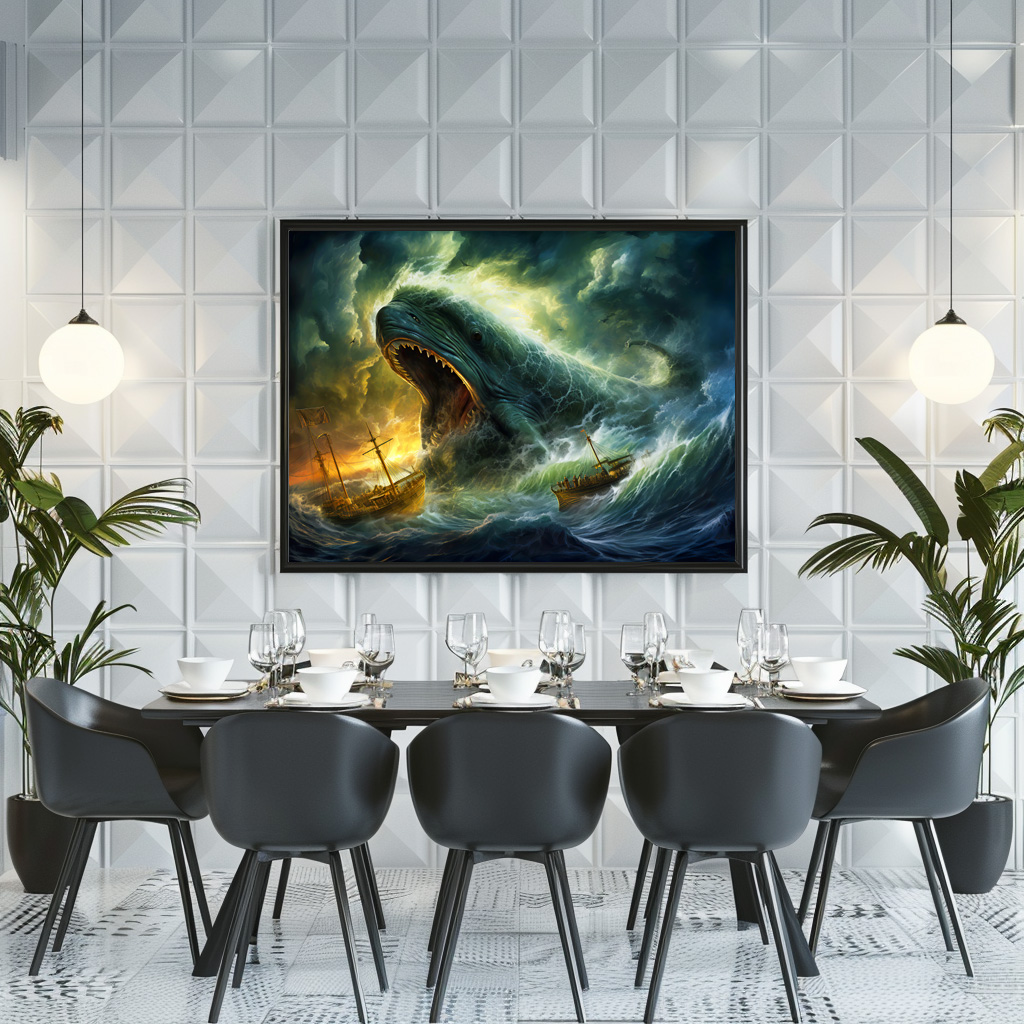 Poster: Sea Monster Emerging from Waves Fantasy Painting - immagine 2