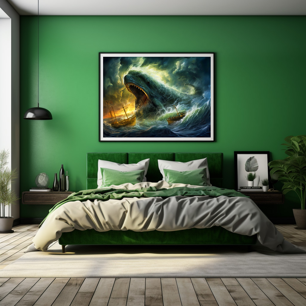 Poster: Sea Monster Emerging from Waves Fantasy Painting - immagine 3