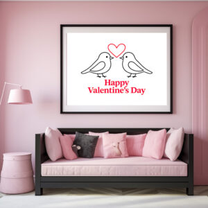 Poster: Two Birds with Heart – Valentine’s Day Card Design
