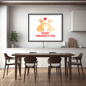 Poster: Two Rabbits with Heart – Valentine’s Day Illustration