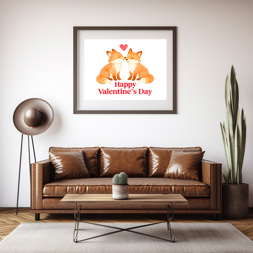 Poster: Two Foxes with Heart – Valentine’s Day Illustration - immagine 3
