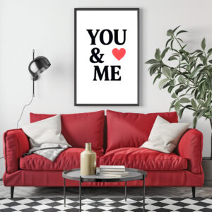 Poster: YOU ME with Heart Minimal Valentine’s Day Typography
