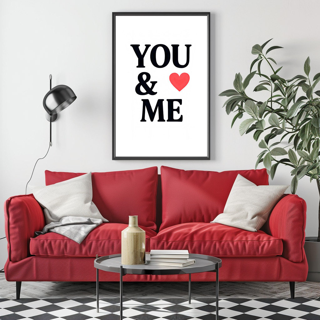 Poster: YOU ME with Heart Minimal Valentine’s Day Typography
