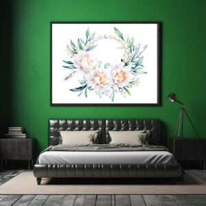 Poster: Floral Wreath with Peonies Elegant Valentine’s Day Illustration