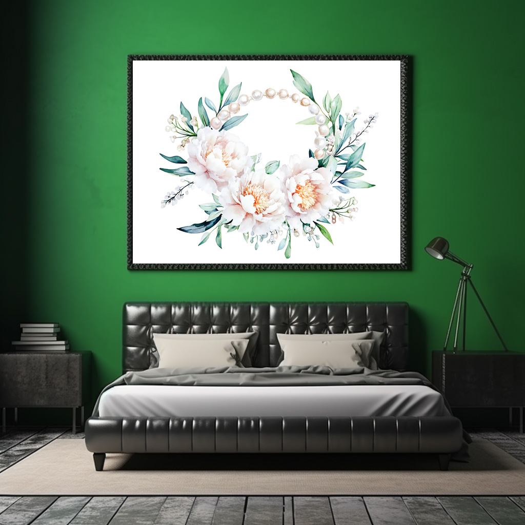 Poster: Floral Wreath with Peonies Elegant Valentine’s Day Illustration