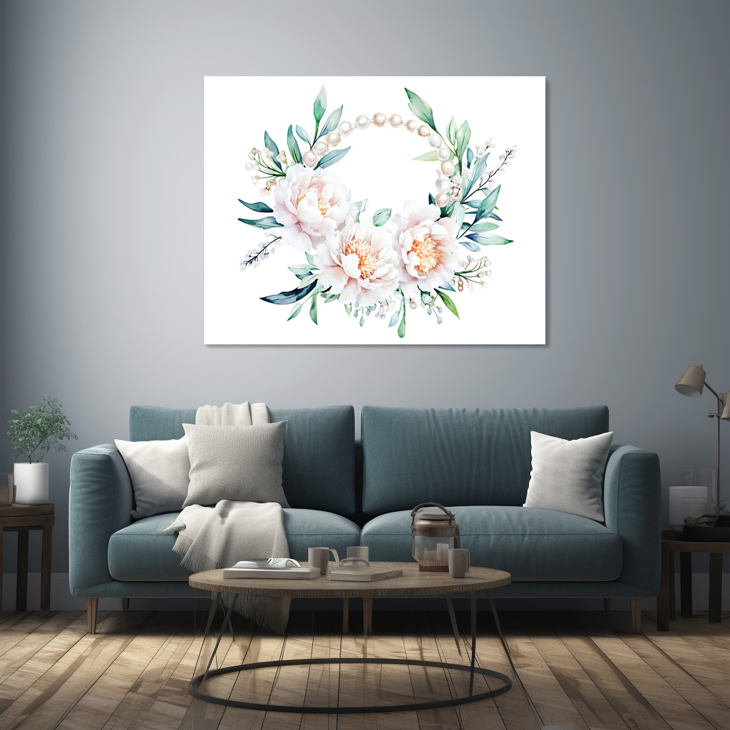 Poster: Floral Wreath with Peonies Elegant Valentine’s Day Illustration - Imagen 2