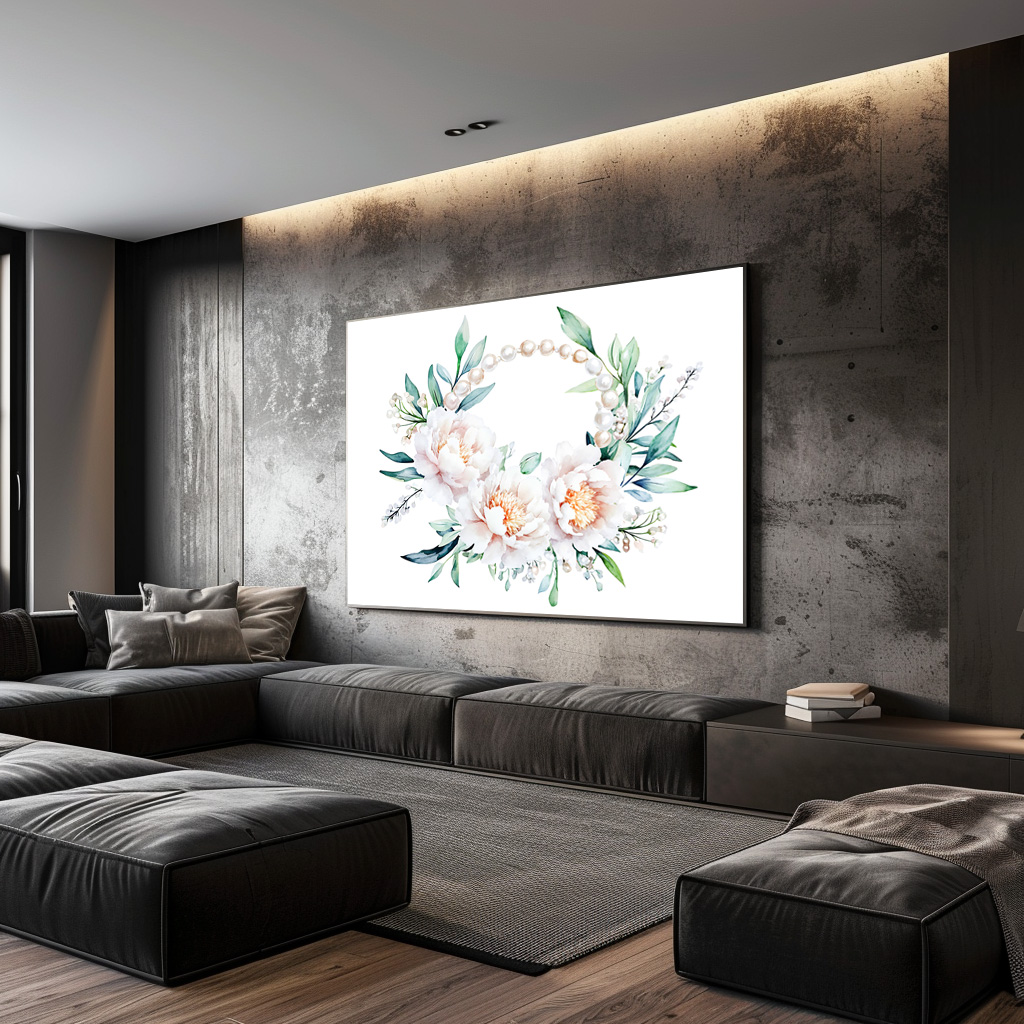Poster: Floral Wreath with Peonies Elegant Valentine’s Day Illustration - Imagen 3