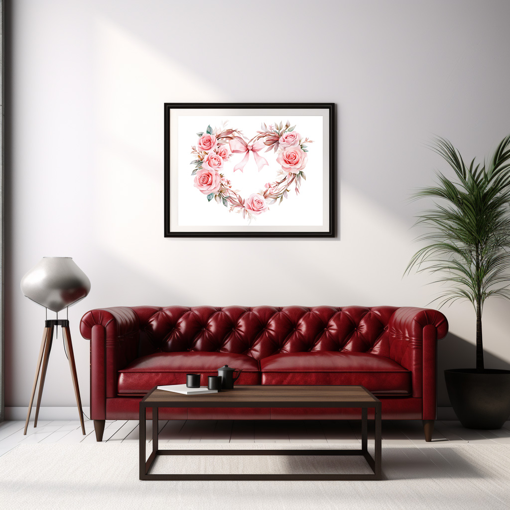 Poster: Heart-Shaped Rose Wreath Romantic Valentine’s Day Illustration – Image 2