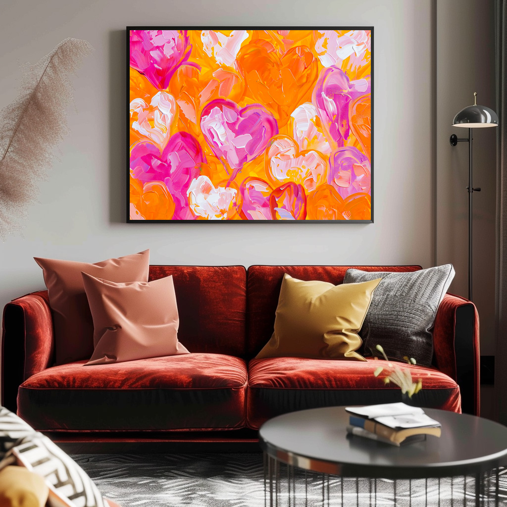 Poster: Painted Hearts Vibrant Abstract Valentine’s Day Background - immagine 2