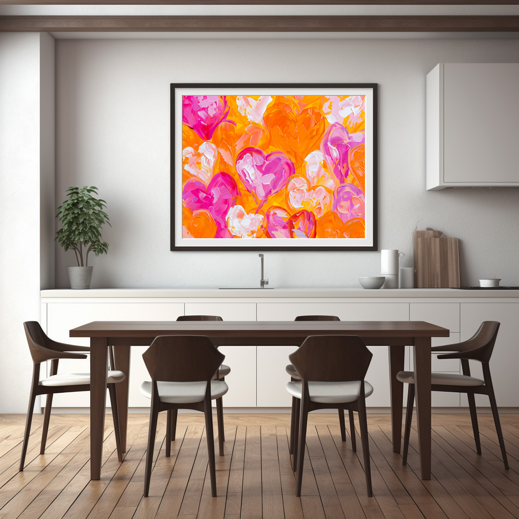 Poster: Painted Hearts Vibrant Abstract Valentine’s Day Background