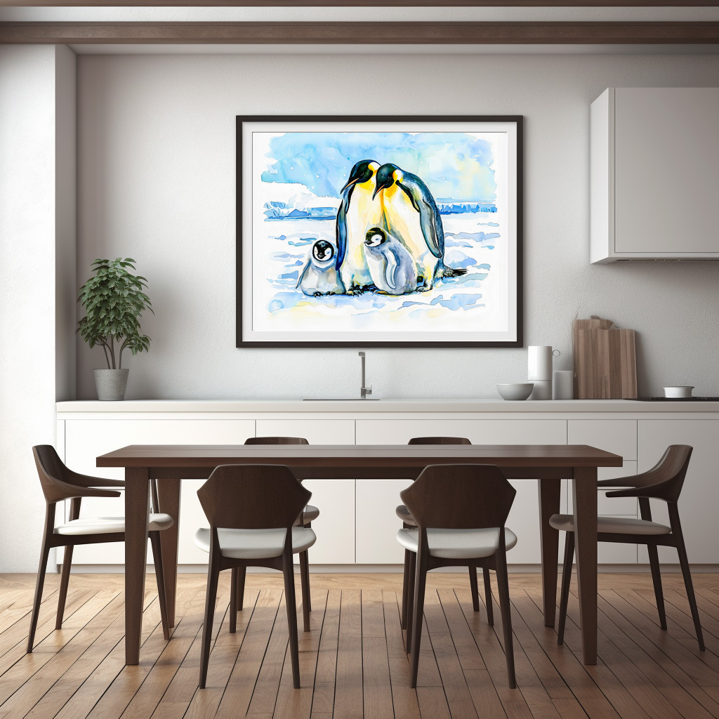 Poster: Emperor Penguins with Chicks on Ice
