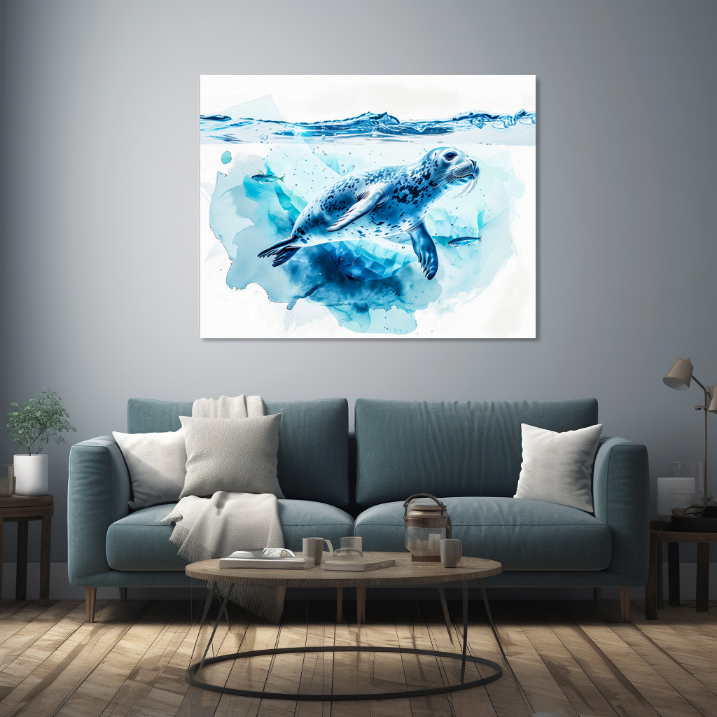 Poster: Seal Swimming Under Ice
