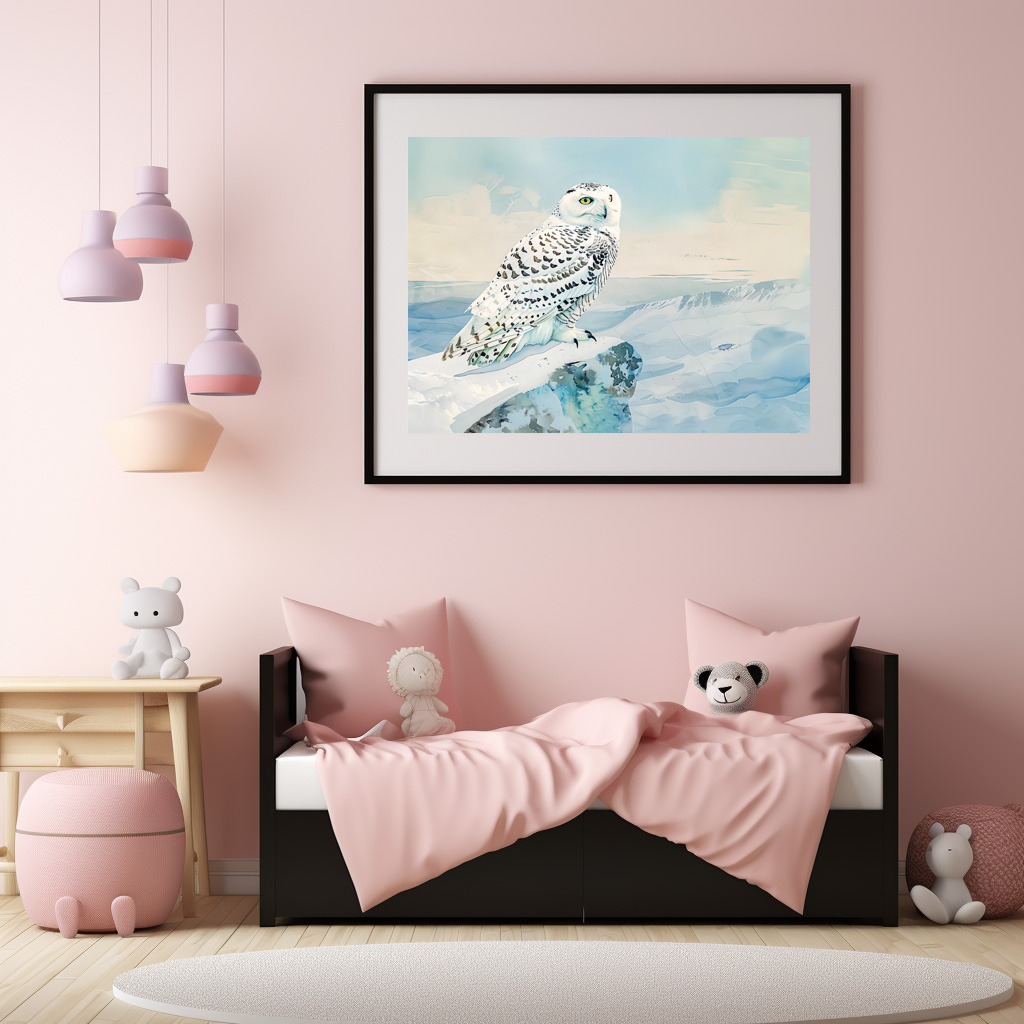 Poster: Snowy Owl in Frozen Landscape - Imagen 2