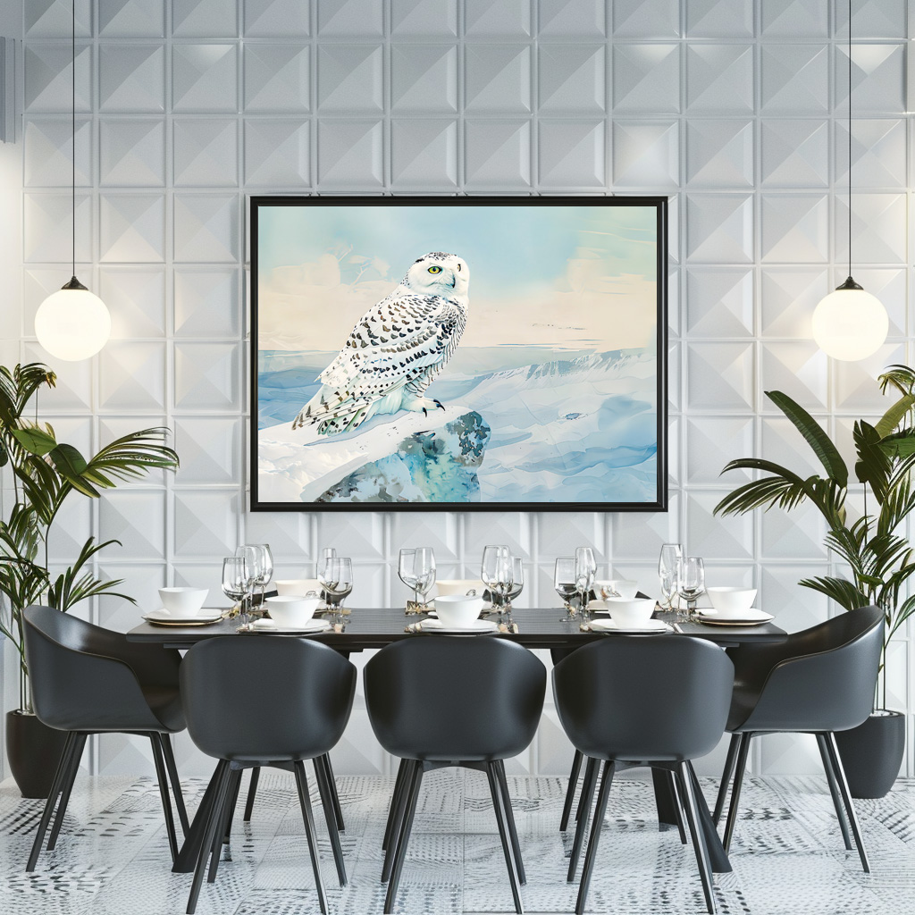 Poster: Snowy Owl in Frozen Landscape