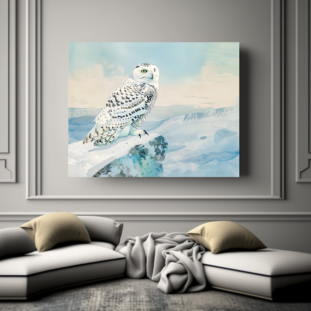 Poster: Snowy Owl in Frozen Landscape - Imagen 3