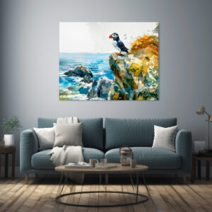 Poster: Puffin on Coastal Cliff