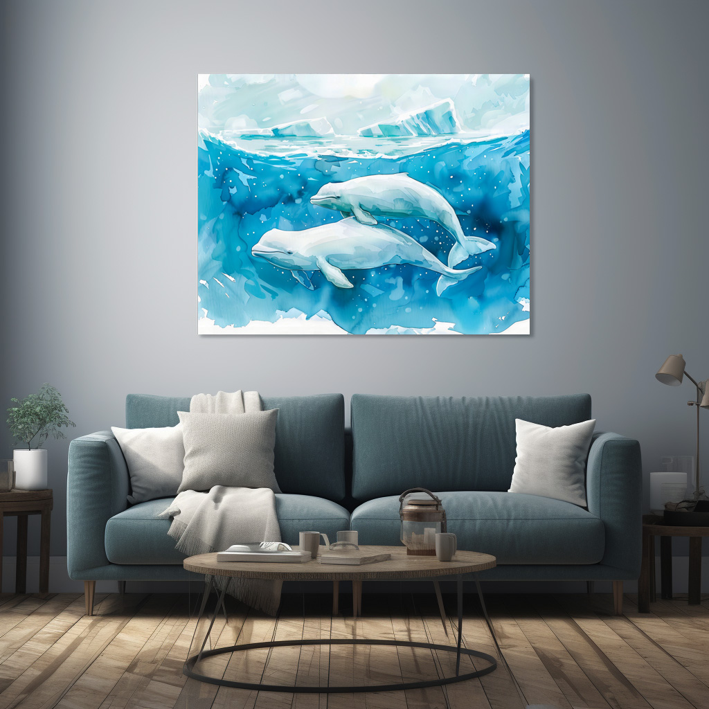 Poster: Beluga Whales in Icy Underwater Scene - immagine 2