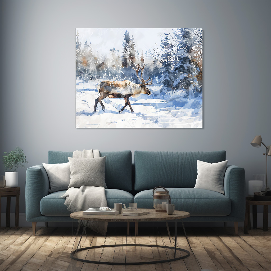 Poster: Reindeer Walking Through Snowy Forest - Image 2