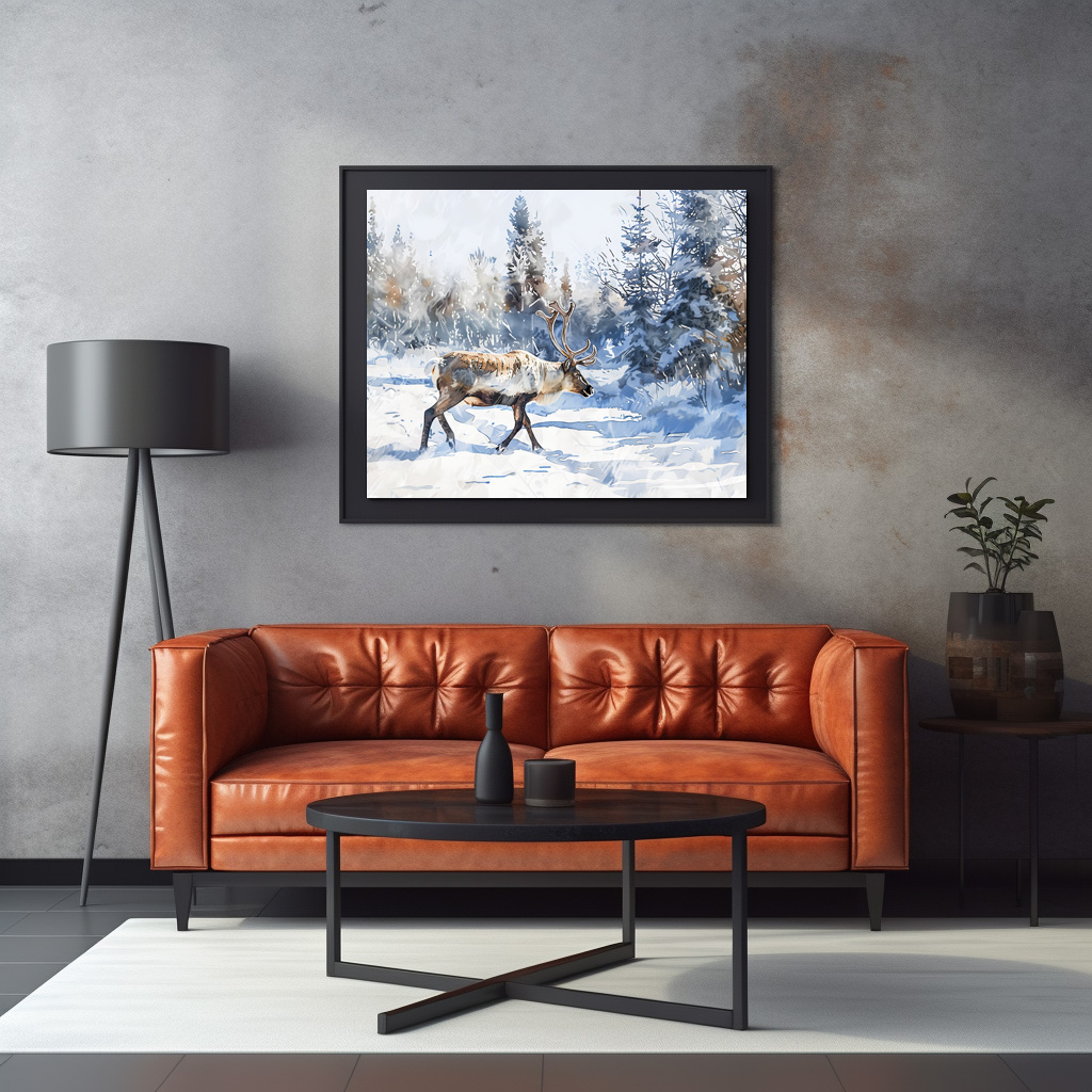 Poster: Reindeer Walking Through Snowy Forest - Image 3