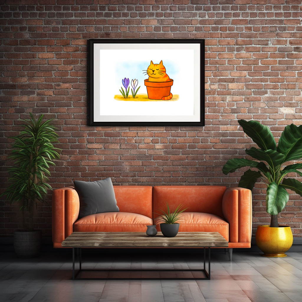 Poster: Cute Cartoon Cat Sitting in Spring Flowers - immagine 3