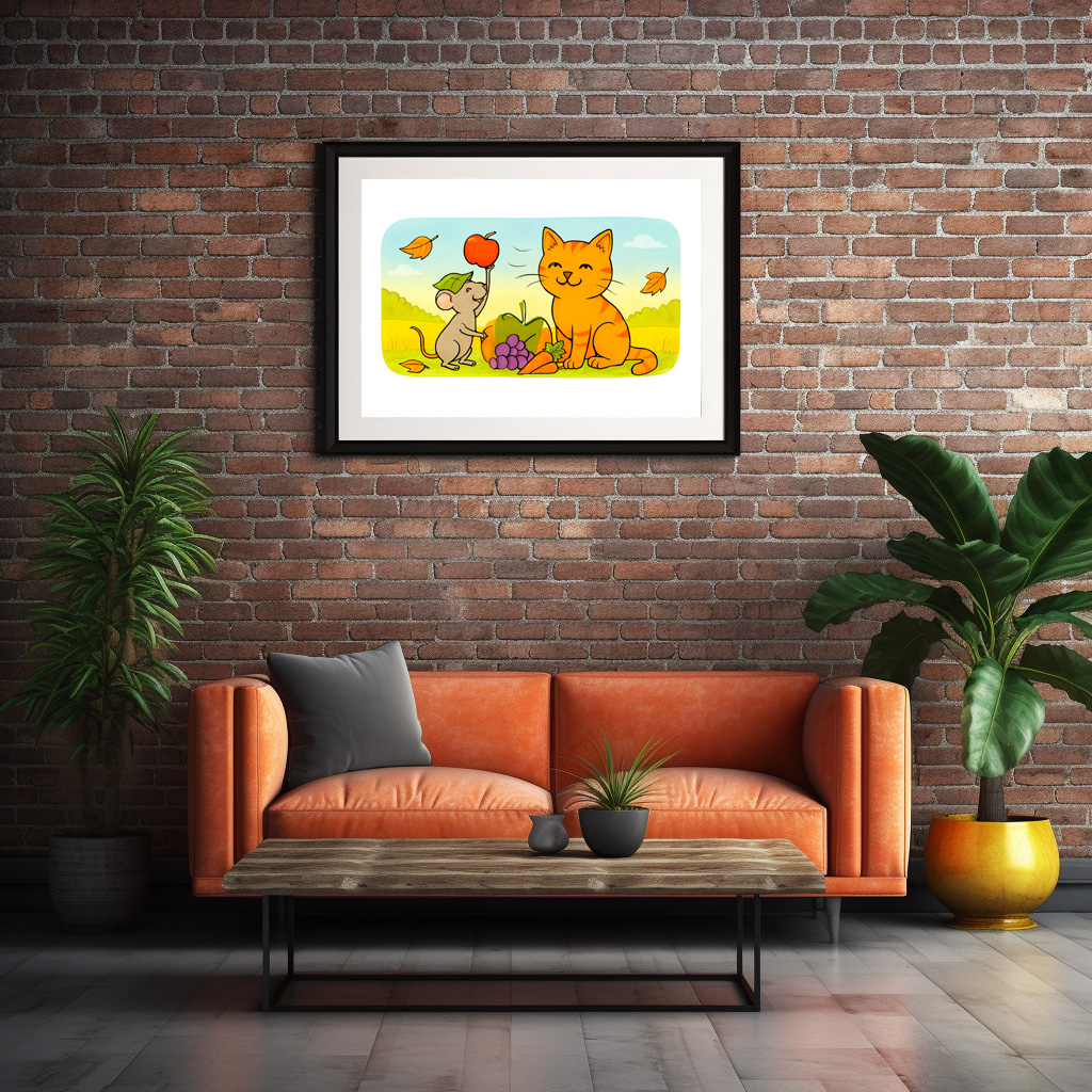 Poster: Cute Cartoon Cat With Mouse and Heart Balloon - immagine 2