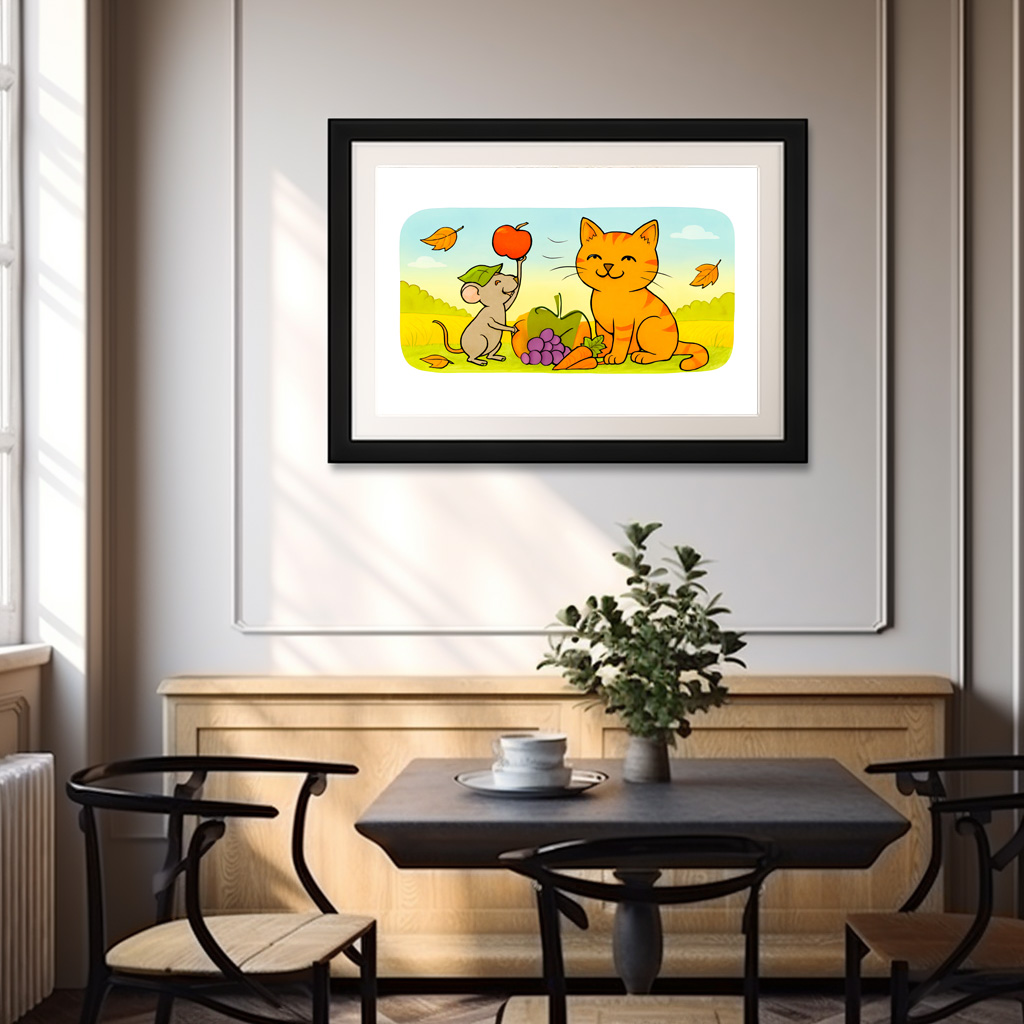 Poster: Cute Cartoon Cat With Mouse and Heart Balloon - immagine 3