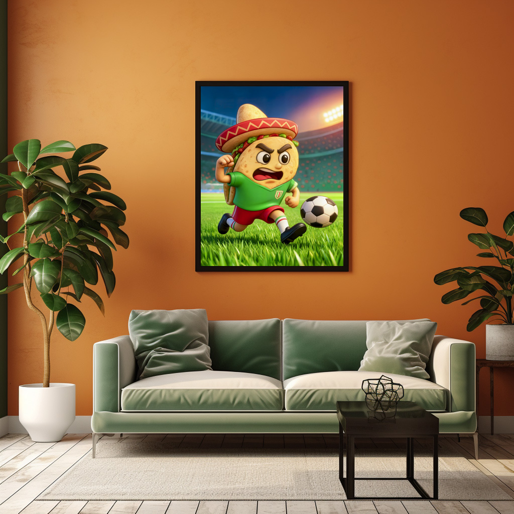 Poster: Mexican taco soccer player running across stadium - immagine 2