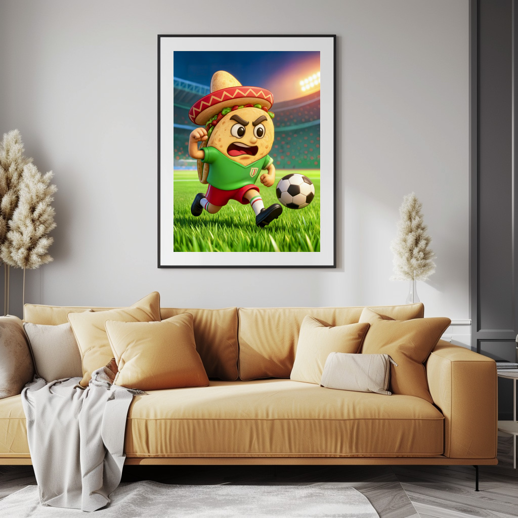 Poster: Mexican taco soccer player running across stadium - immagine 3